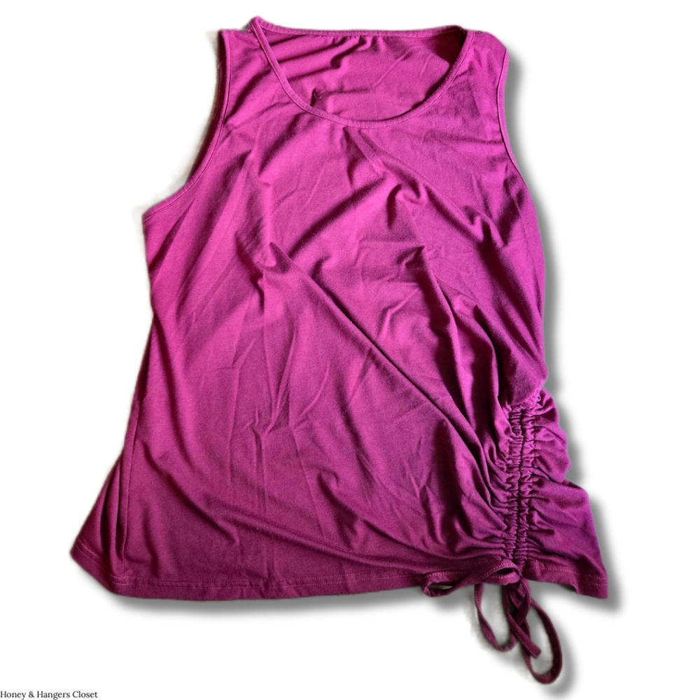 Burgundy Ruched Side Tank Top | Size - XL